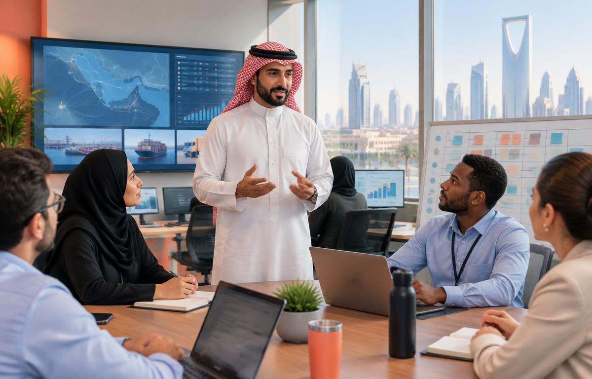 Operations manager leading a team meeting